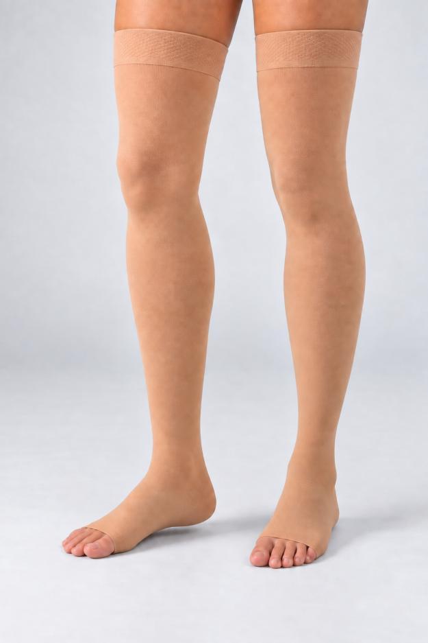 Cotton Open-Toe Thigh-High